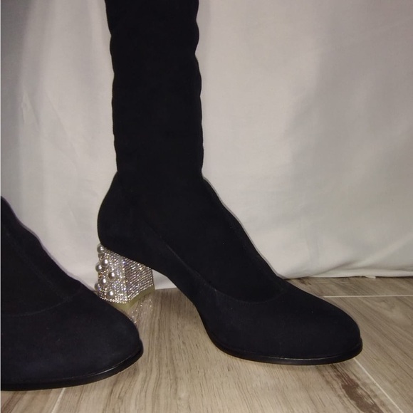 SOPHIA WEBSTER Black Over-the-Knee Women's Boots size 8.5 pre owned - Picture 3 of 7